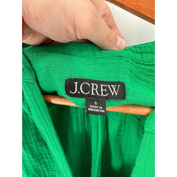 J CREW Green Cotton Gauze V Neck Popover Top Blouse BI431 // S - Picture 5 of 9